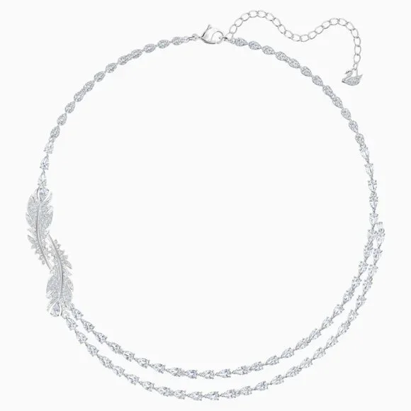 Swarovski 5493404 Nice feather crystal necklace jewelry elegant fashion silver